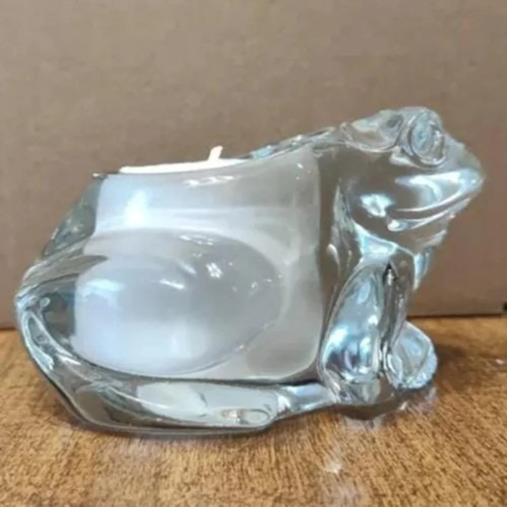 Frog Shape Lily Scented Candle Handmade 4 oz Clear Glass Animal Jar 1 Wick D125